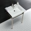 Fauceture Dreyfuss 25" Console Sink W/ SS Leg (Sgl Faucet Hole), White/ Nickel KVPB2522716